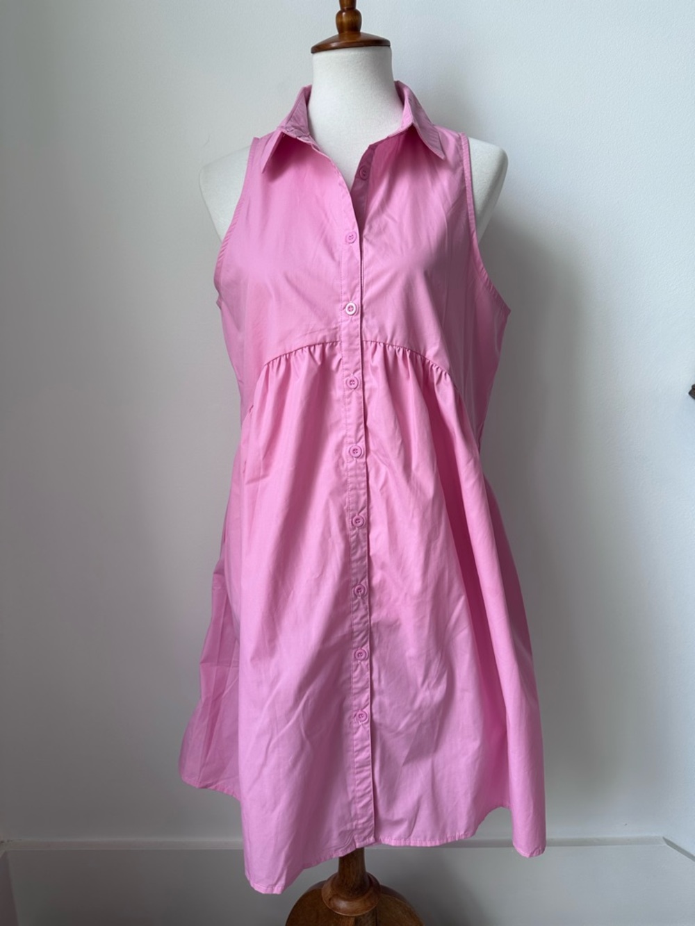 Pink Sleeveless Collar Lightweight Dress Size Large
